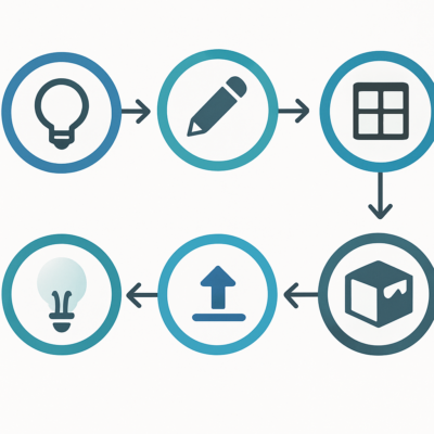 Illustration of MG Systems' 6‑D Framework for app modernization with icons and arrows