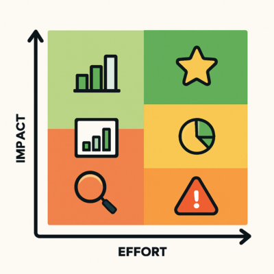 Visual infographic showing impact and effort analysis for data project prioritization